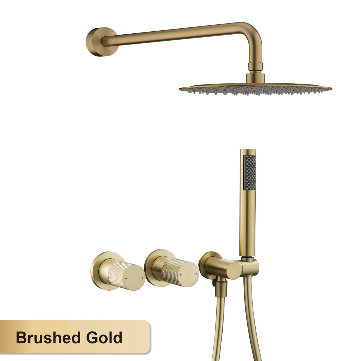 Modern Brass 2-Function Shower System Wall-Embedded Chrome Finish