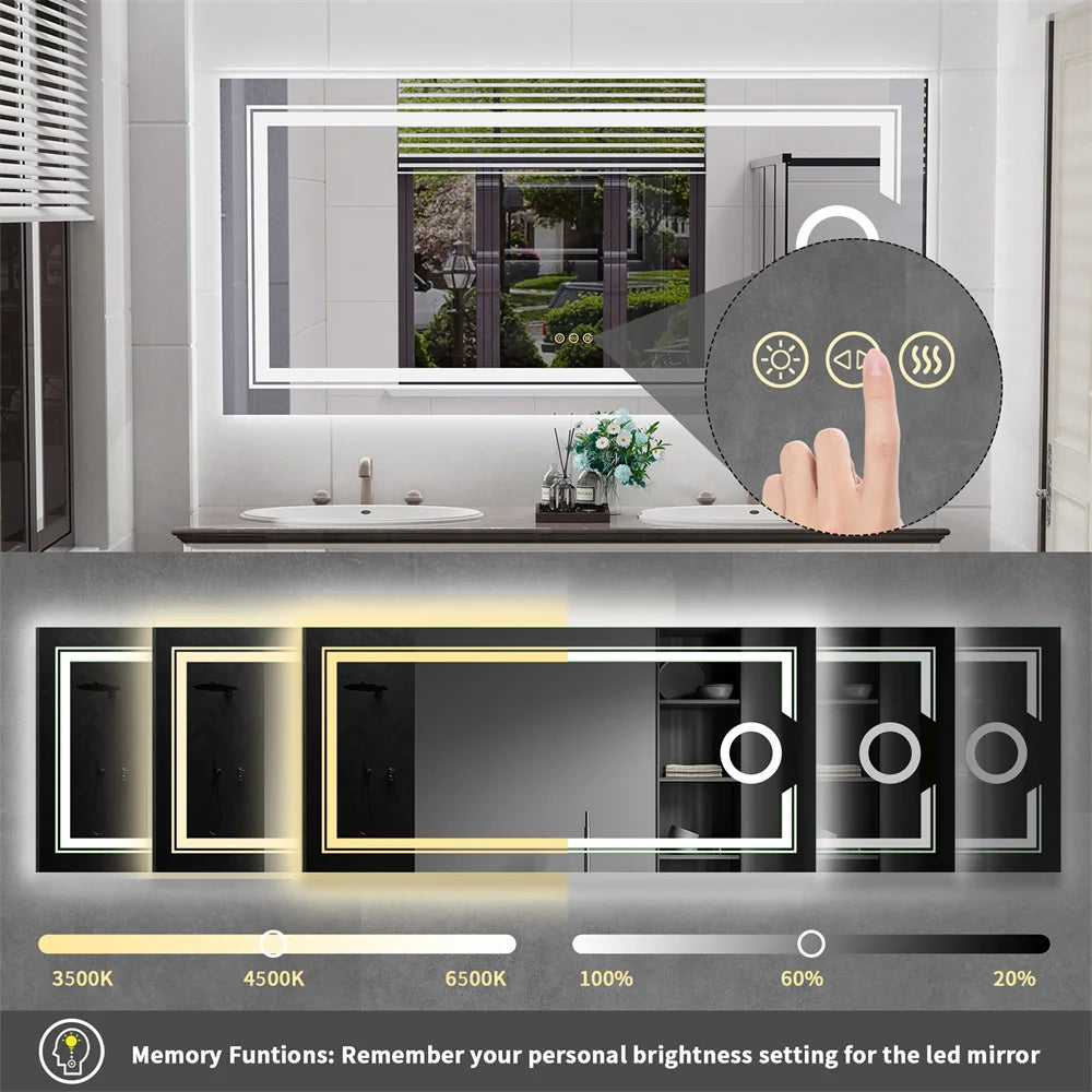 Luvodi Led Mirror Bathroom Wall Mounted Magnifying Mirror