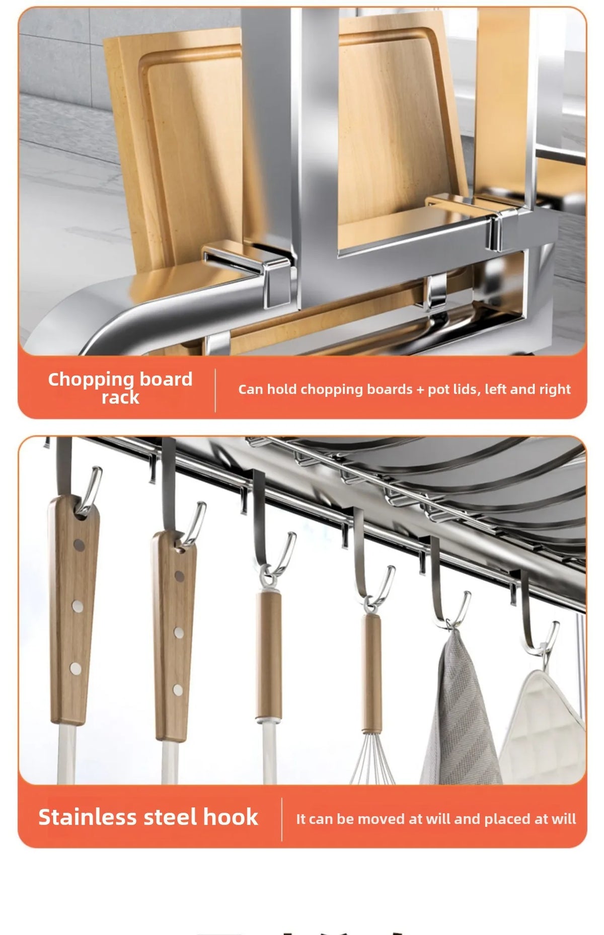 304 Stainless Steel Sink Storage Rack Layers Shelf