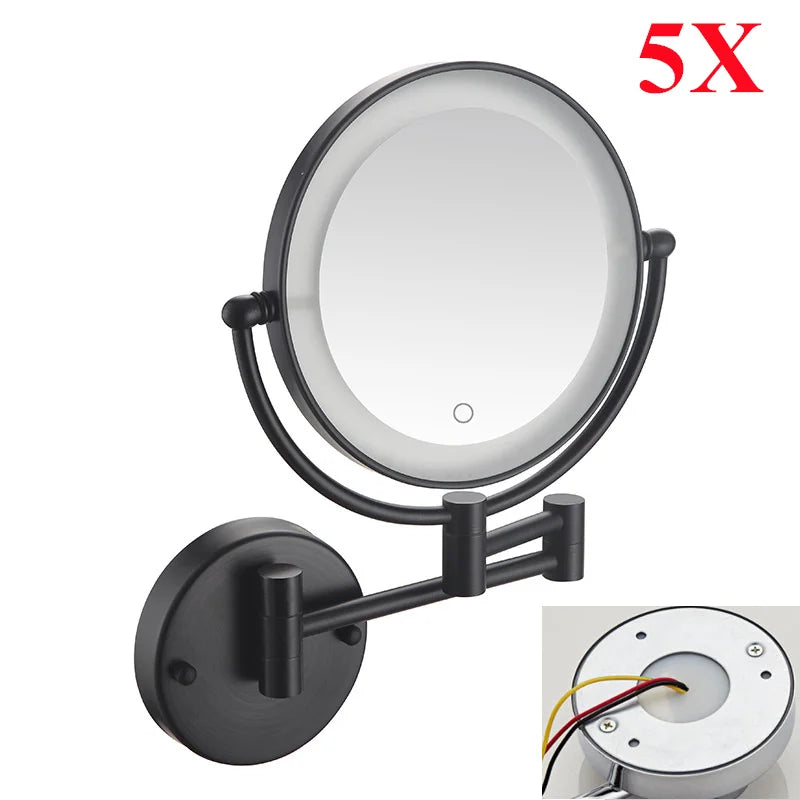 Charger Touch Led Folding Bathroom Mirrors 5x Magnifying