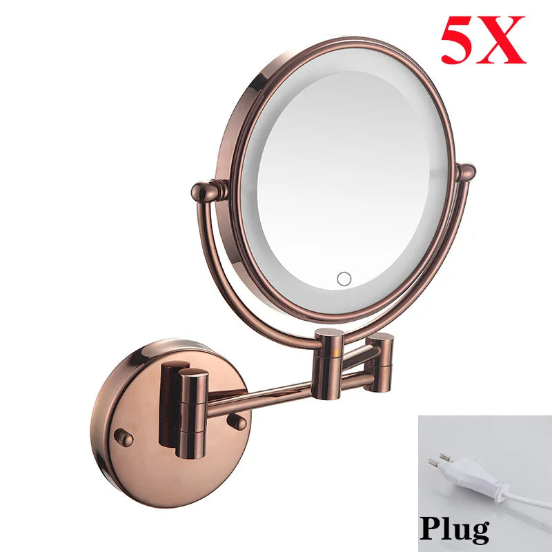 Charger Touch Led Folding Bathroom Mirrors 5x Magnifying