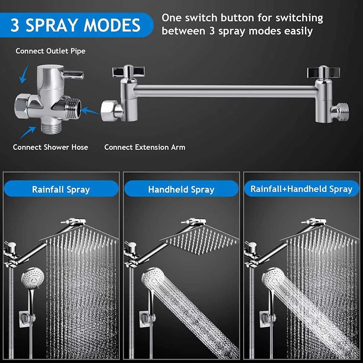 Black Simple Bathroom Shower Wall Mounted Bathroom Shower