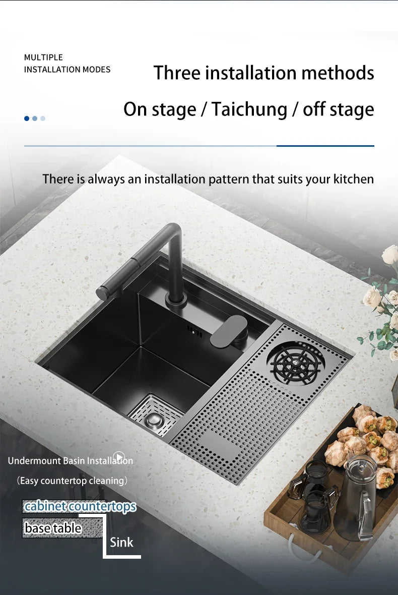 Hidden Cup Washer Nano 304 Stainless Steel Sink