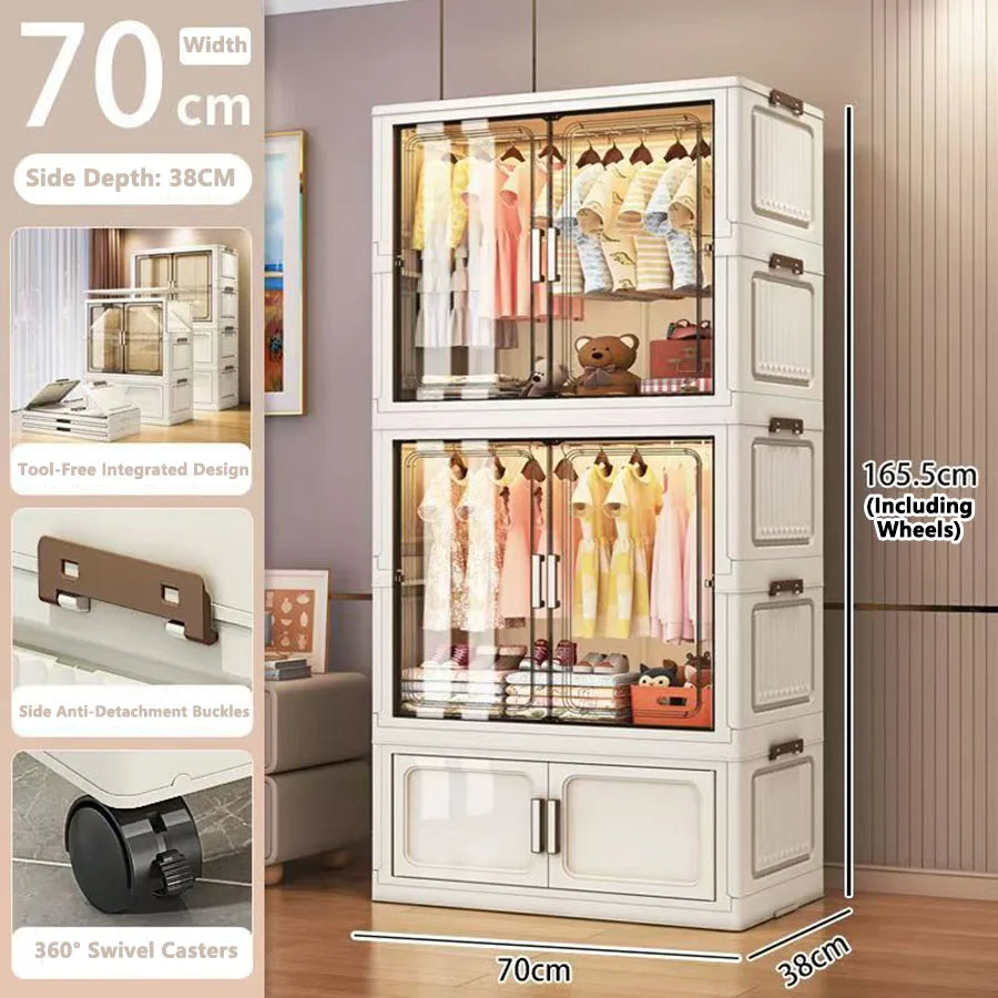 Multi-Functional Folding Storage Cabinet Doors White/Black/Gray