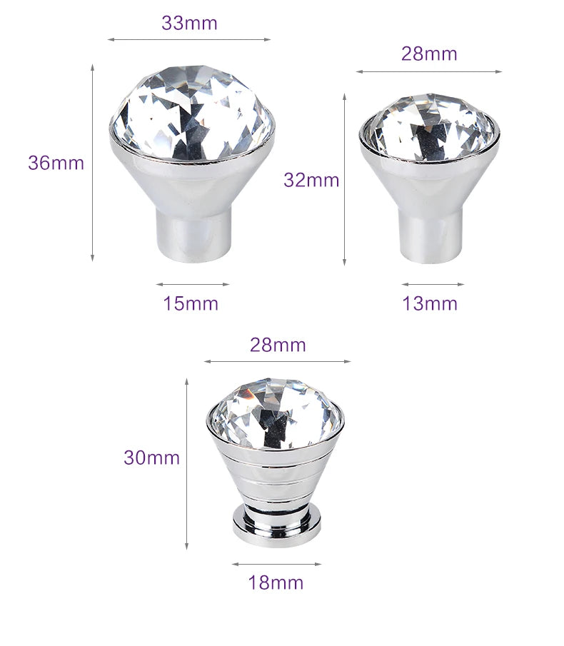 Colorful Crystal Glass Ball Pulls Knobs Wardrobe Door