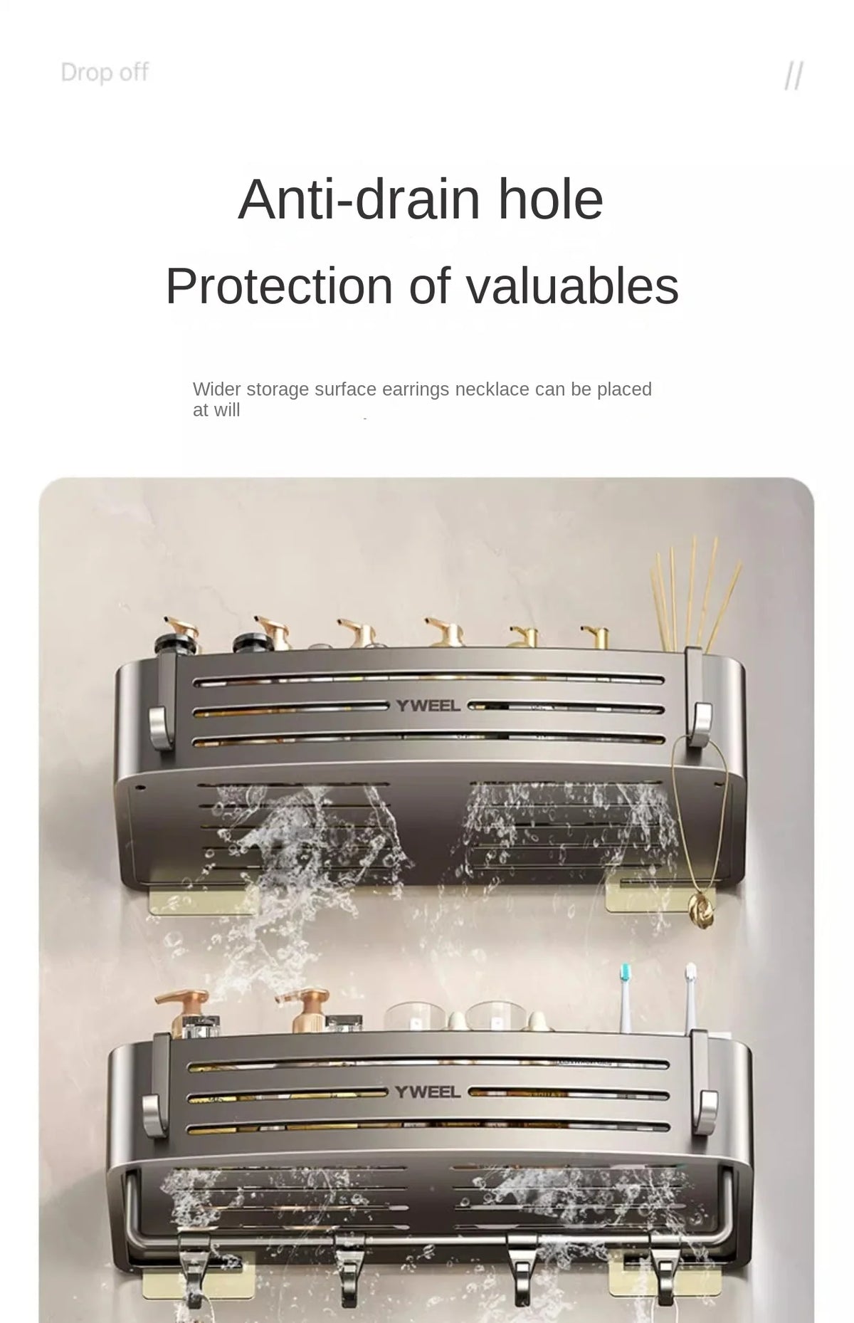 Aluminum Bathroom Shelves Wall Towel Rack Mounted Shower