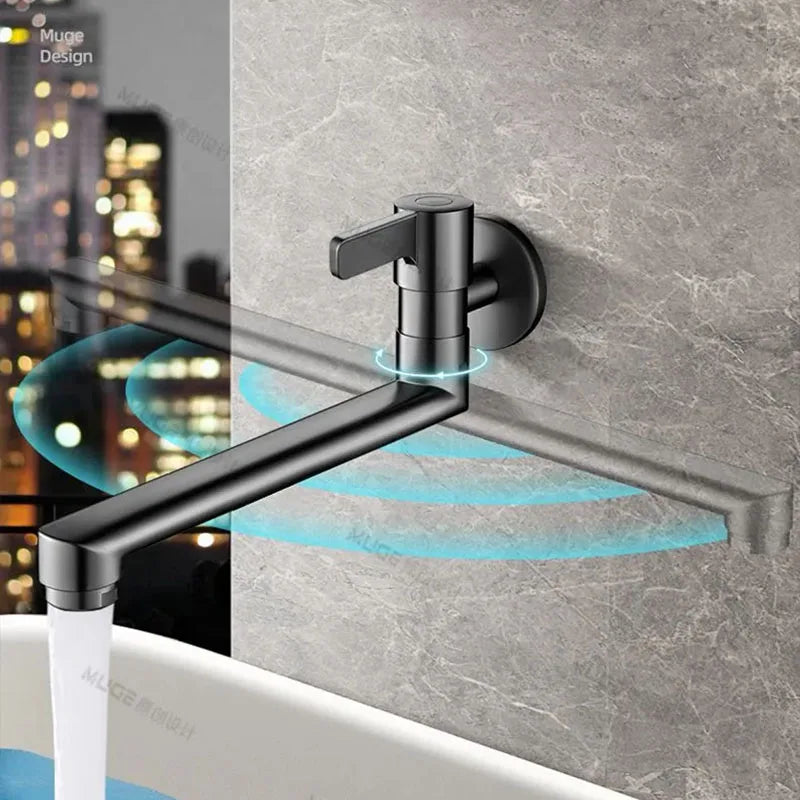 Wall-Mounted Faucet Mop Pool Tap Hole Faucet Brass