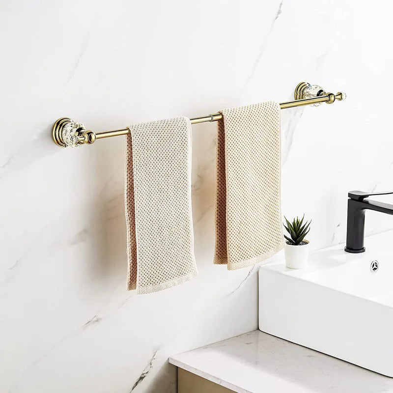 Pieces Gold Bathroom Sets Brass&Crystal Retractable Towel Bar