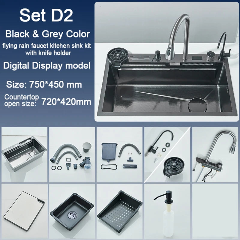 Stainless Steel Sink Faucet 75 45cm Large Bowl