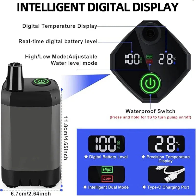 Camping Shower Equipment 6000mah Rechargeable Led Display Screen