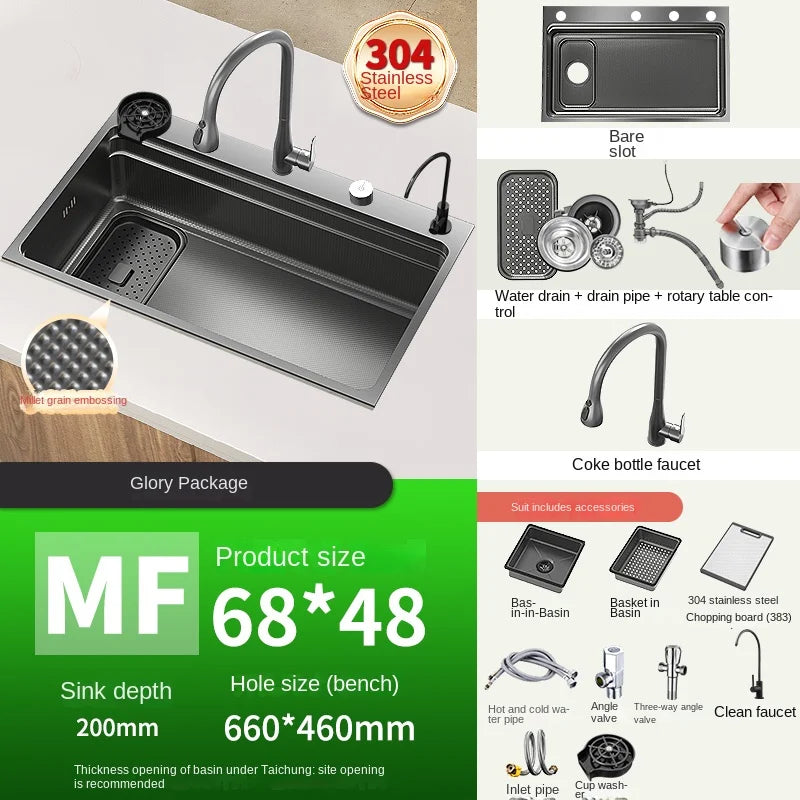 304 Stainless Steel Sink Black Large Slot Wash