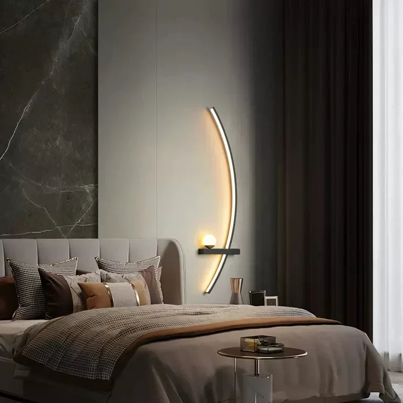 Modern Led Simple Art Bedroom Bedside Wall Lamp