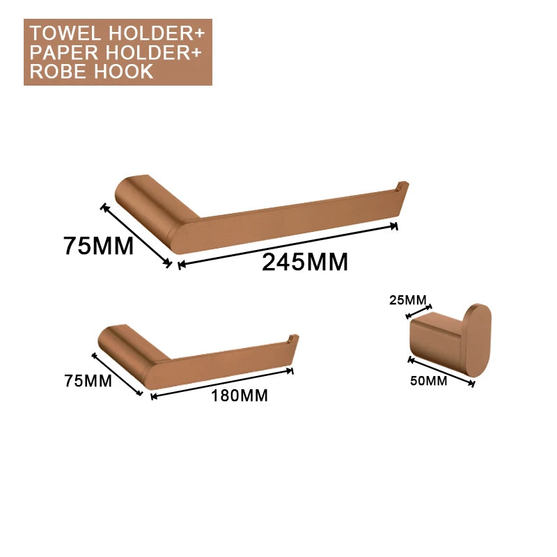 Brushed Rose Gold Toilet Paper Holder Towel Bar