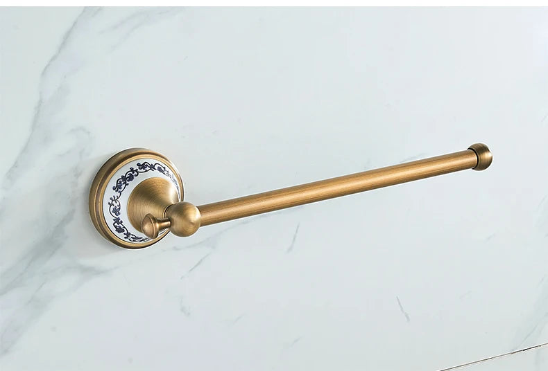 Antique Brass 2pc Bathroom Bronze Dispenser Towel Rod