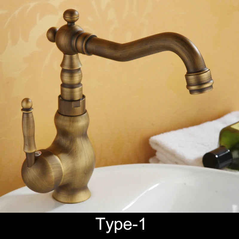 Bathroom Sink Faucet Antique Bronze Vessel Basin Faucet