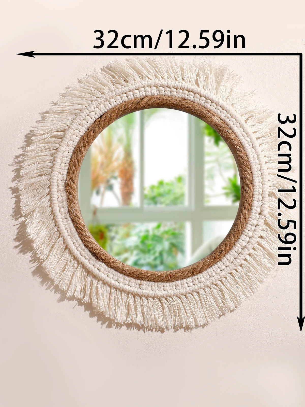 Boho Decorative Mirrors Macrame Round Mirror Aesthetic Room