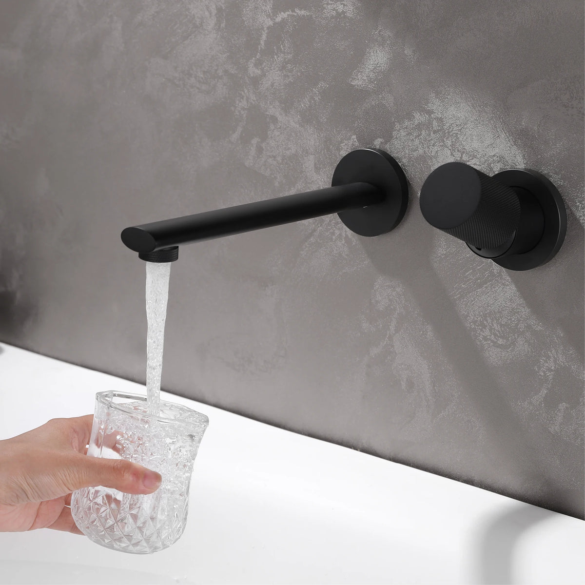 Luxruy Rose Gold Brass Wall-Embedded Bathroom Faucet 2hole