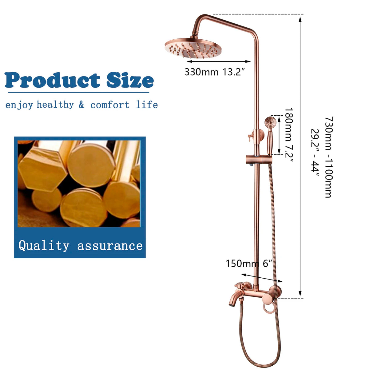 Kemaidi Antique Copper Bathroom Shower Rainfall Bath Shower