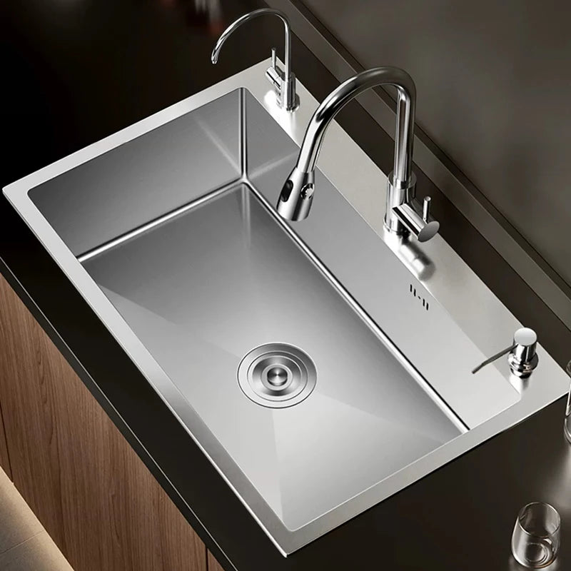 304 Stainless Steel Silver Sink Pull-Out Faucet Large