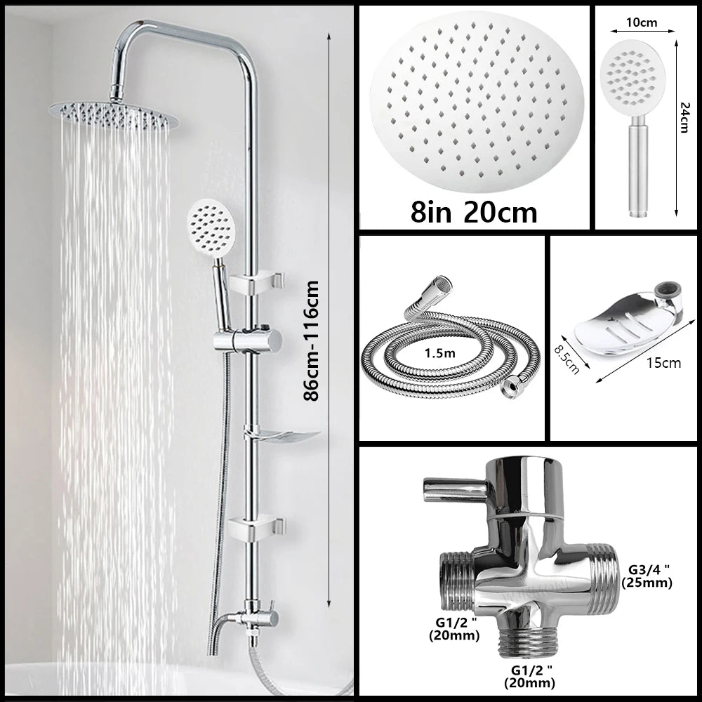 Black/Chrome Bathtub Split Rain Shower Handheld Bathroom Rainfall