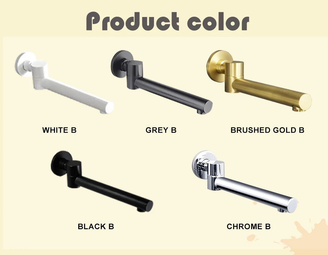 Brass Brushed Gold Mixer Faucet Wall-Mounted Round Square