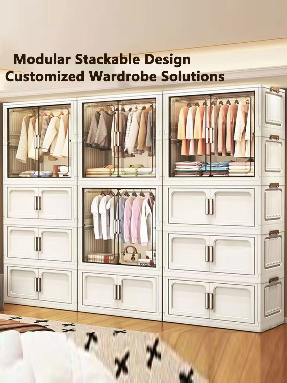 Multi-Functional Folding Storage Cabinet Doors White/Black/Gray