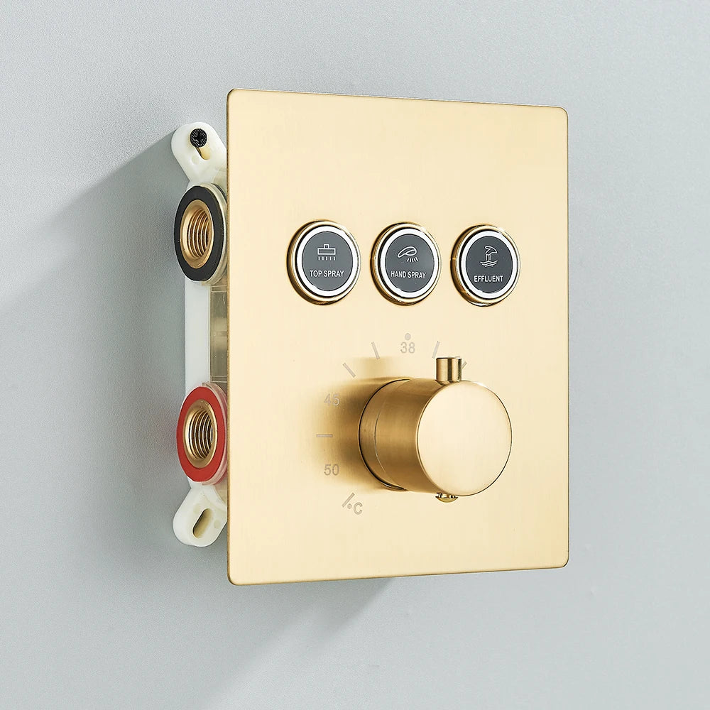 Matte Black Way Thermostatic Mixer Valve Bathroom Concealed