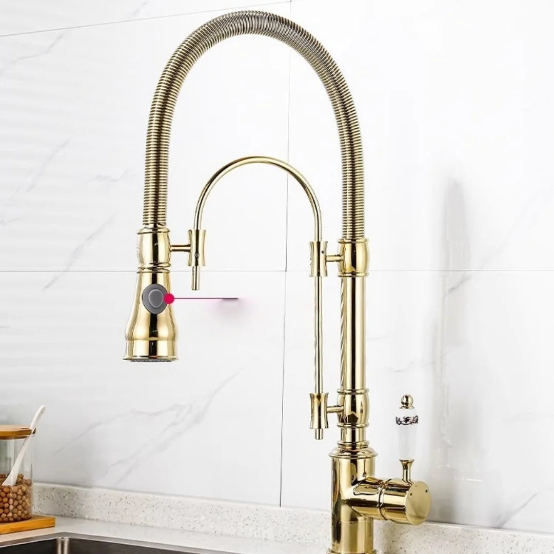 Gold Pull Down Faucet Brass Cold Sink Faucet