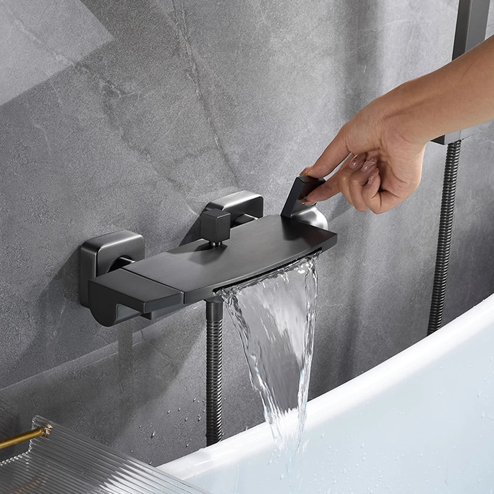 Modern Luxury Waterfall Bathtub Faucet Wall Mounted Bath