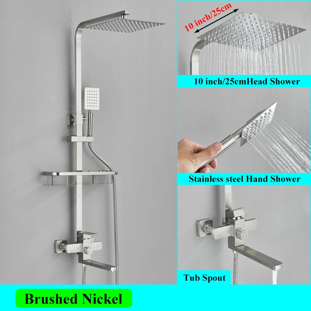 White Bathroom Shower Faucet Long Spout Rotation Function