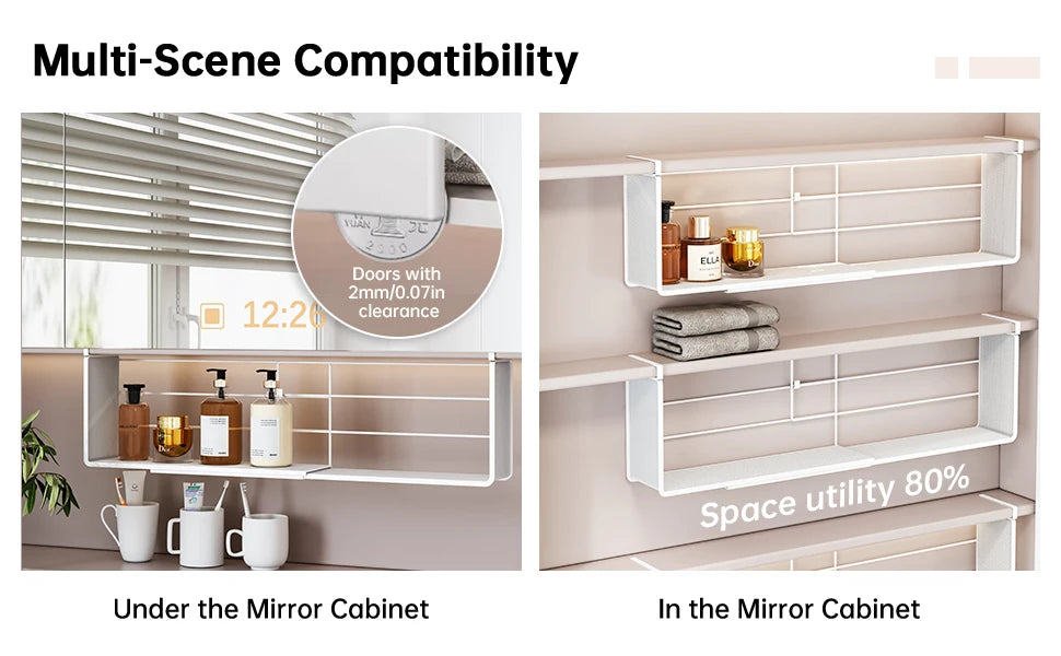 Mirror Cabinet Storage Box Layered Partitions Hanging Basket