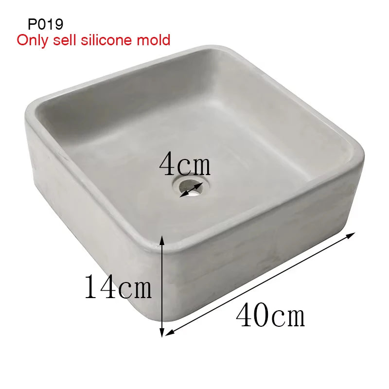 Circular Concrete Sink Silicone Mold Bathroom Square Sink