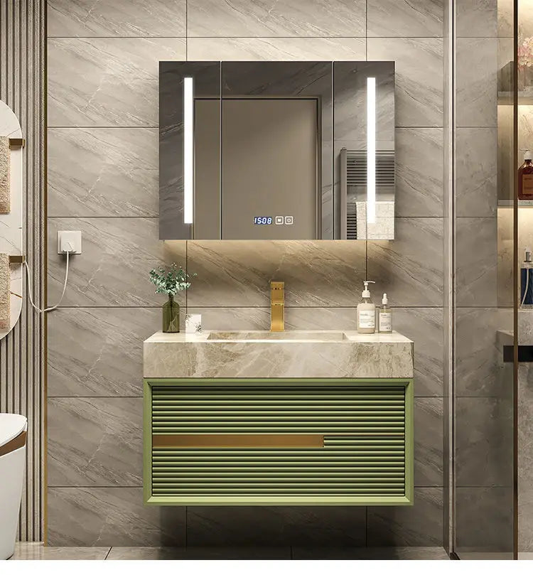 Light Luxury Bathroom Cabinet Rock Plate Washstand Modern