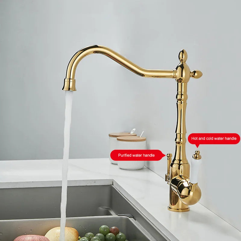Antique Brass Faucets 360 Rotate Swivel Faucet Cold