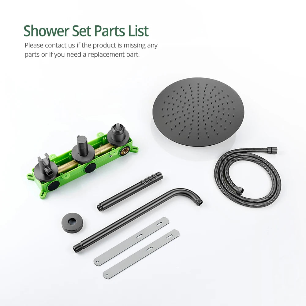 Gunmetal Shower Faucet 8-16 Embed Box Wall Mounted