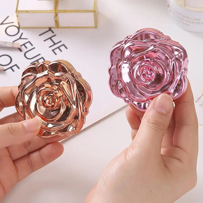 Double Sided Pocket Mirror Retro Rose Pattern Compact