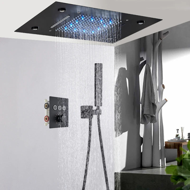 Ceiling Led Rainfal Shower Head Smart Remote Control