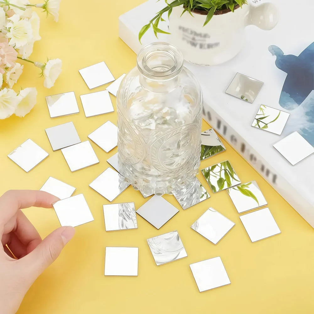 100pcs 5cm Diy Craft Mirror Stickers Leaf Shape
