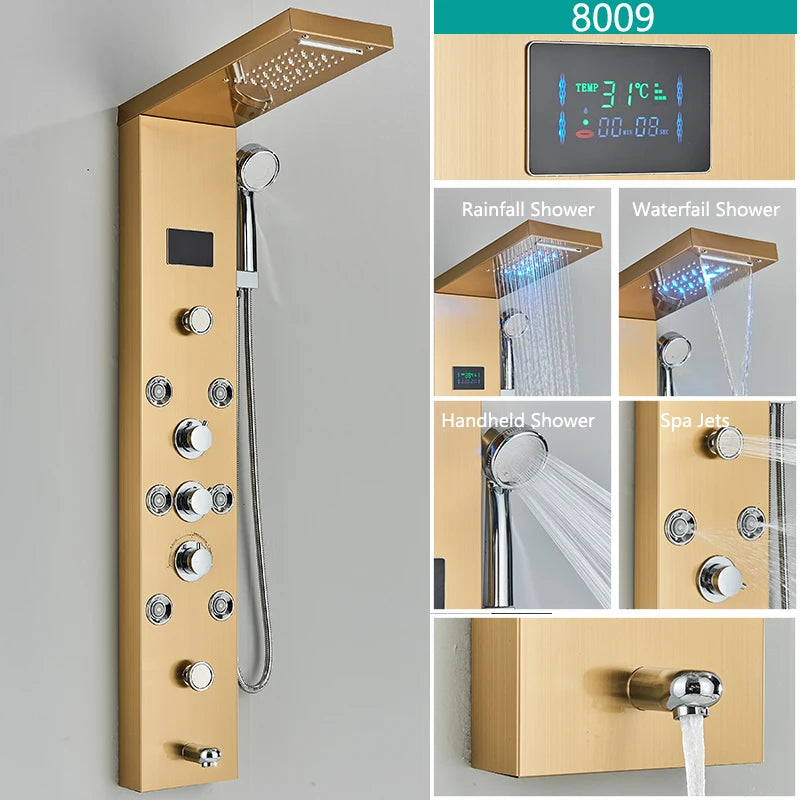 Led Light Bathroom Shower Faucet Led Rainfall Shower