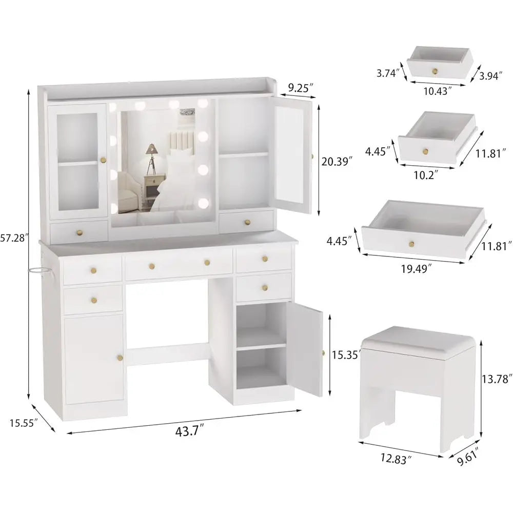 Vanity Table Adjustable Color Lighting Suitable Women Bedrooms