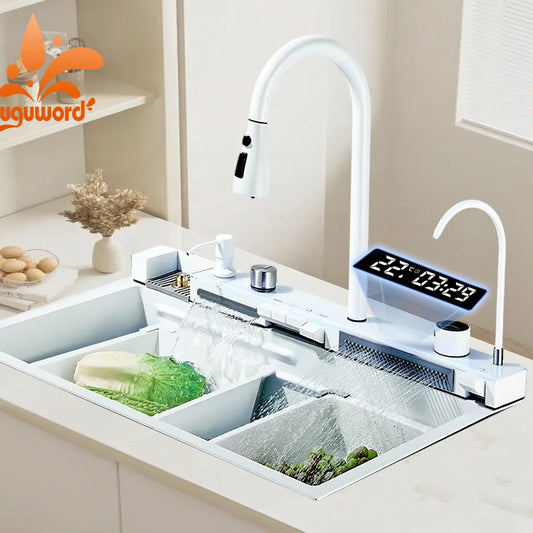 304 Stainless Steel Waterfall Sink Large Slot Integrated