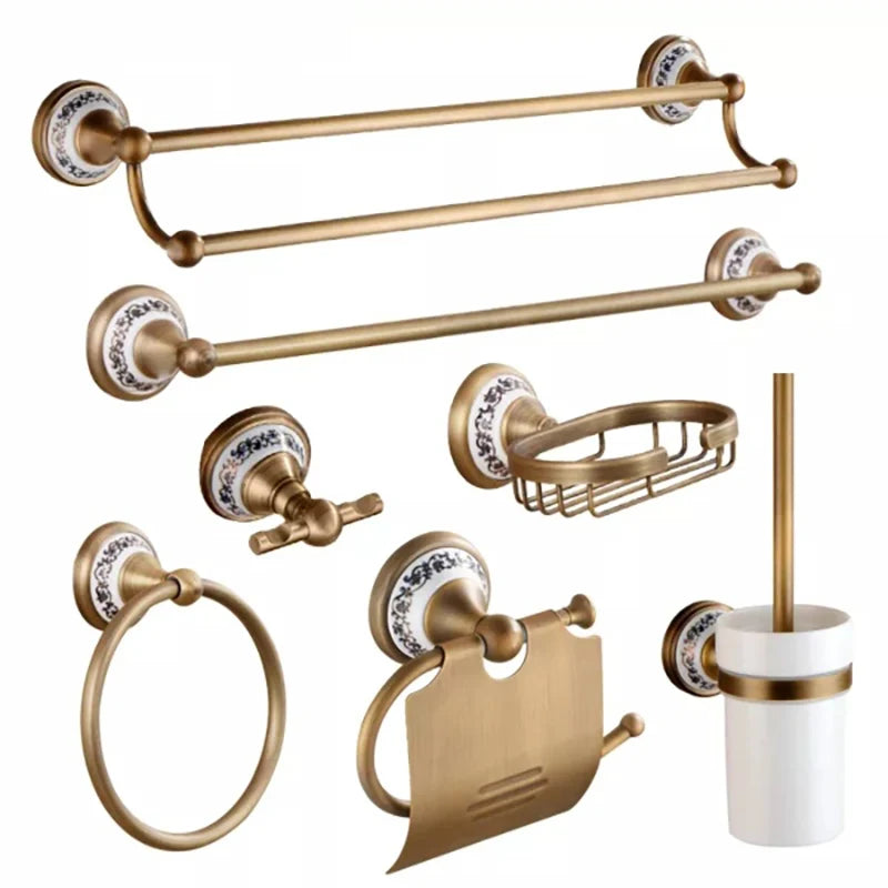 Kemaidi Antique Brass Bathroom Paper Holder Toilet Brush