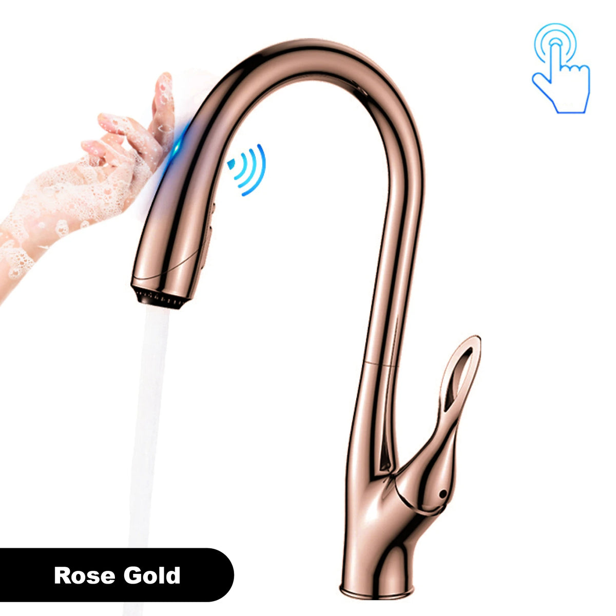 Brushed Gold Brass Faucet Pull Out Sprayer Ceramic