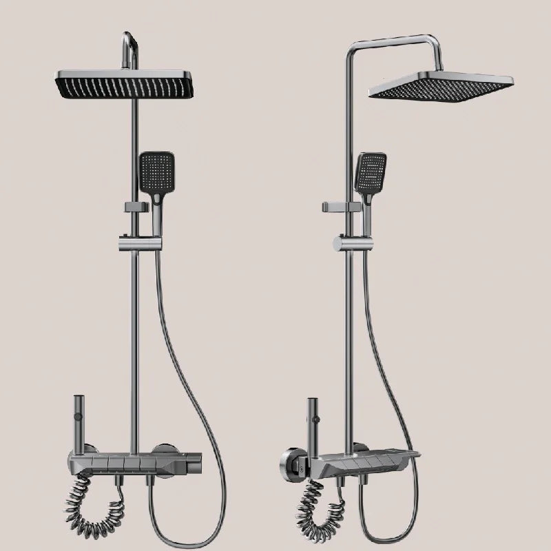 Bathroom Aluminum Shower Gunmetal Gray Cold Water Piano