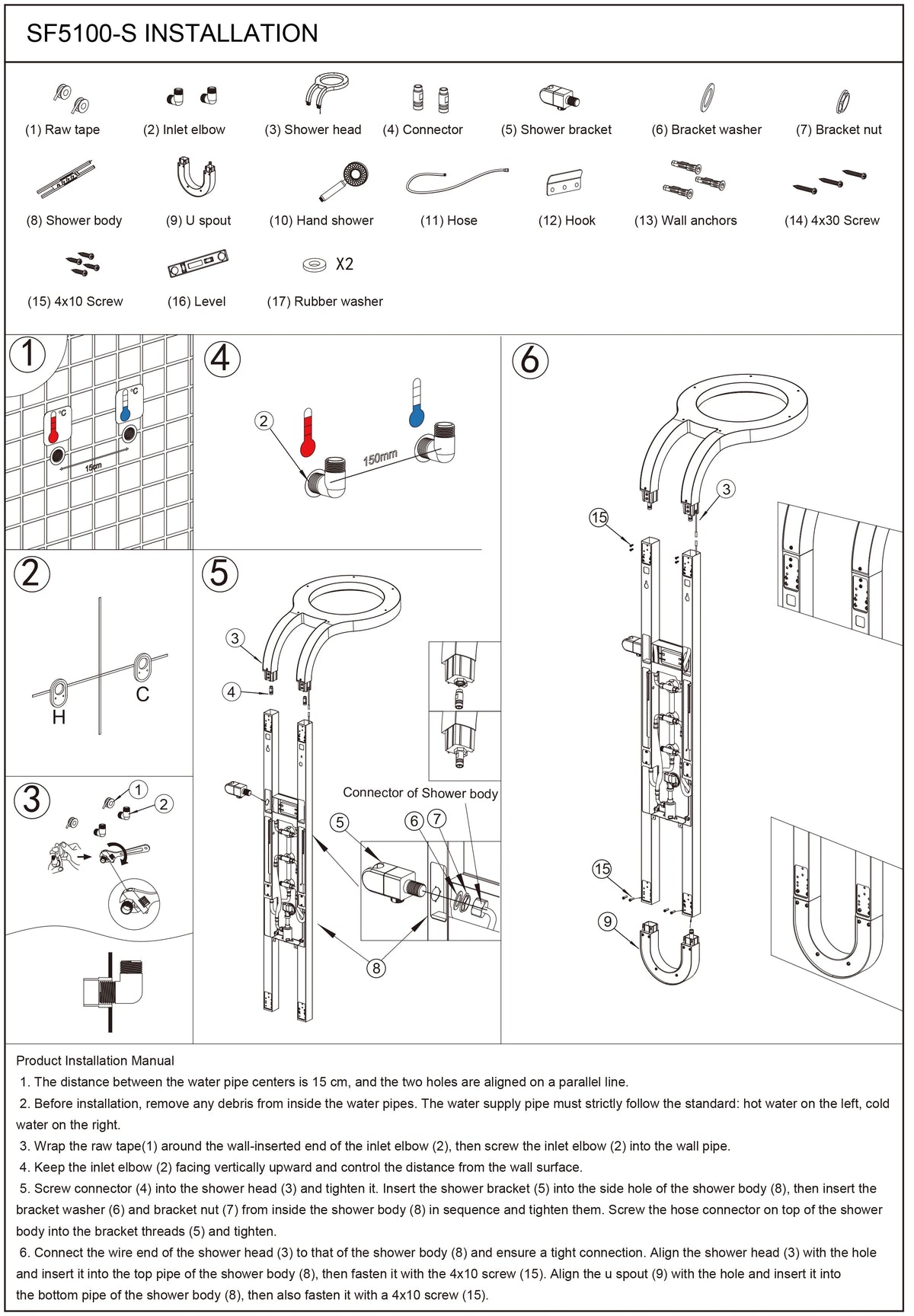 Modern High End Rainfall Shower Panel Spa Massage