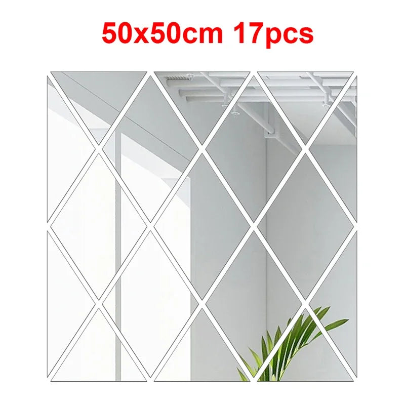 3d Mirror Stickers Acrylic Triangles Self-Adhesive Diamonds Diy
