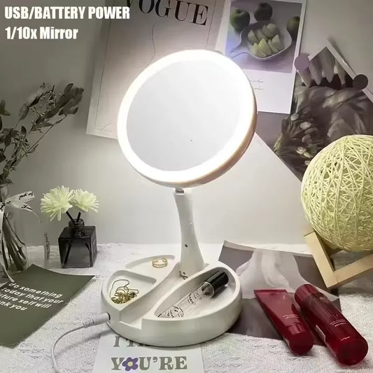 Flexible Foldable 1x 10x Magnifying Vanity Mirror Led