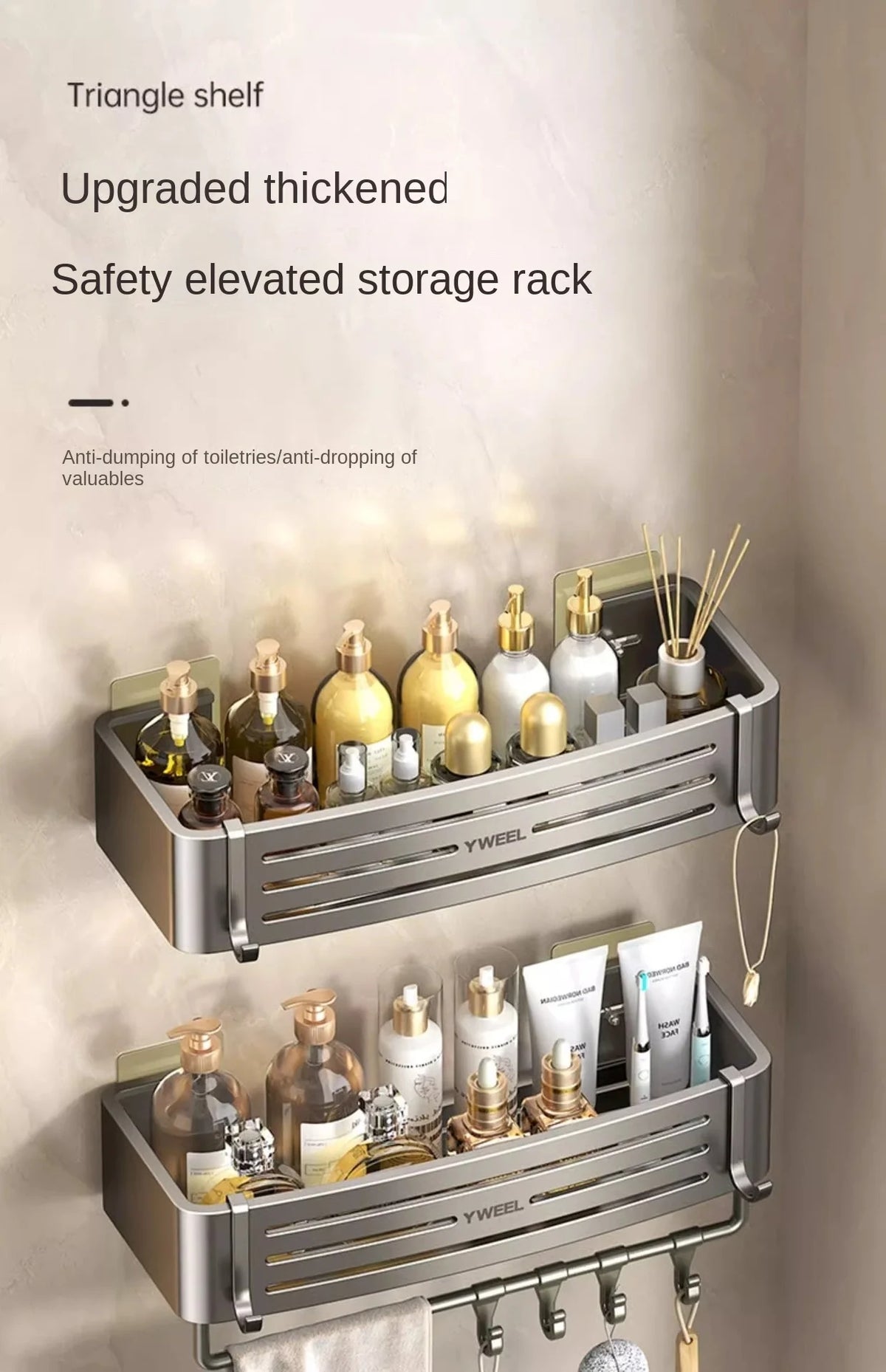 Aluminum Bathroom Shelves Wall Towel Rack Mounted Shower