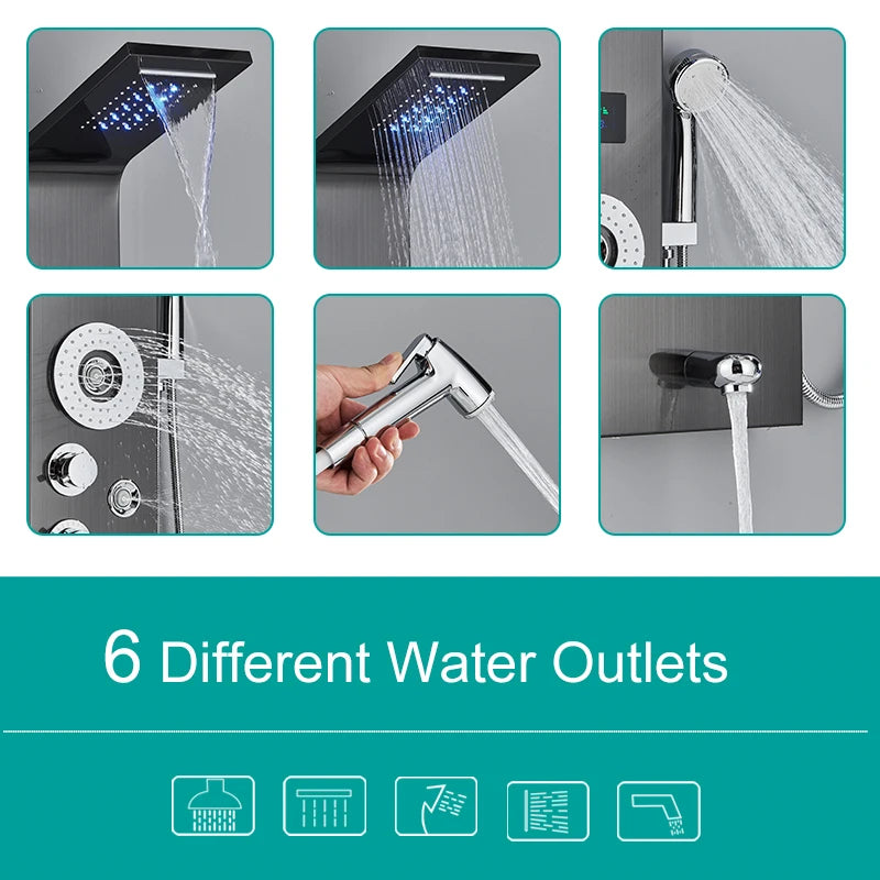 Shinesia Led Shower Panel Rainfall Bathroom Column Mixer