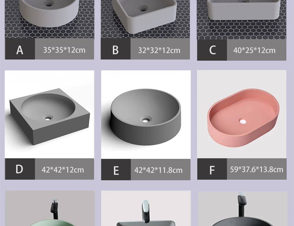 Circular Concrete Sink Silicone Mold Bathroom Square Sink